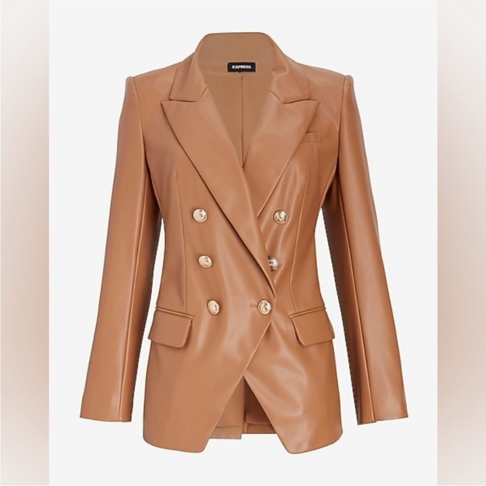 Express Women's Camel Double-Breasted Blazer Sz-Xs
